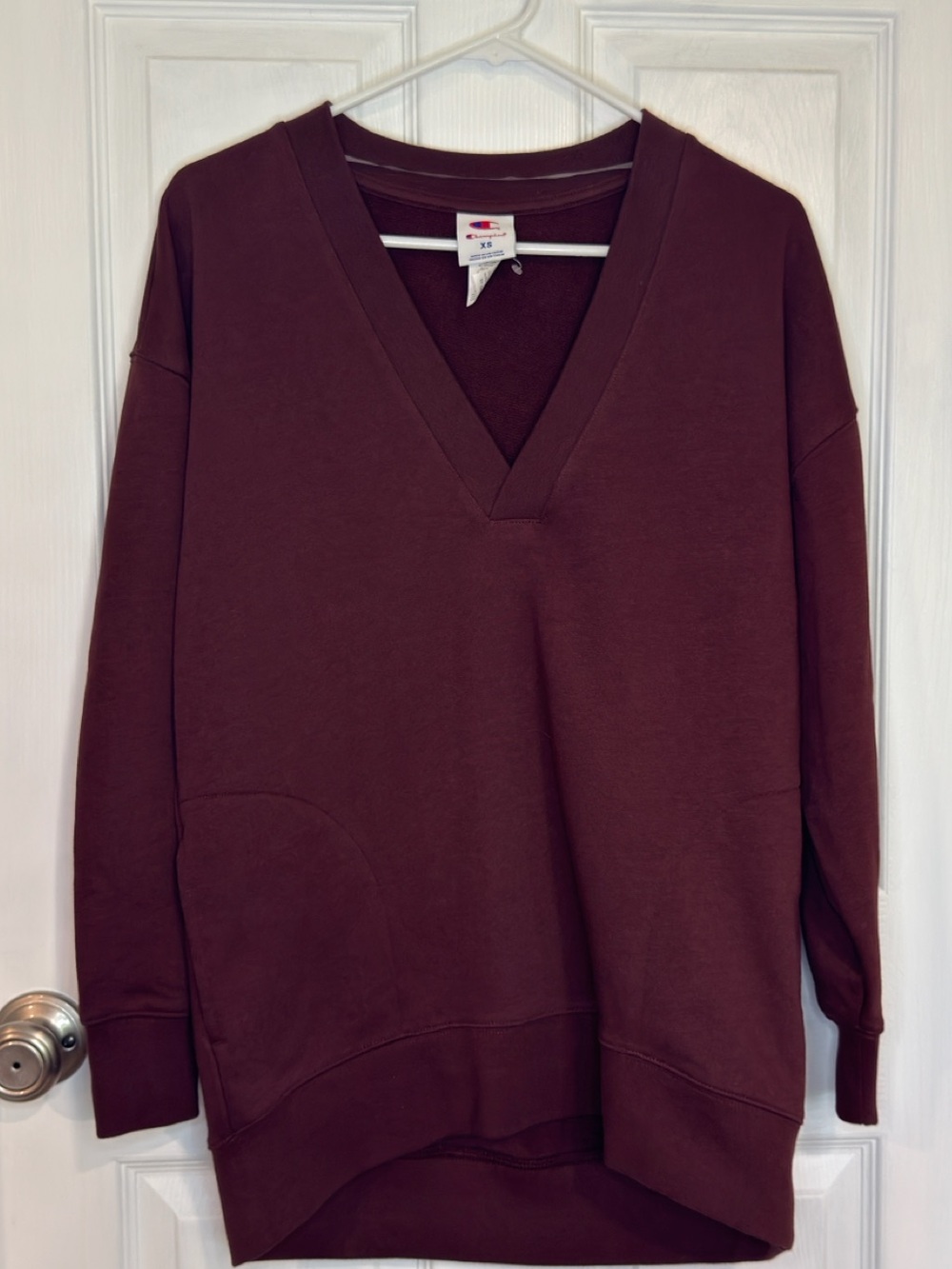 Champion Women's V-Neck Pullover Sweatshirt - Burgundy